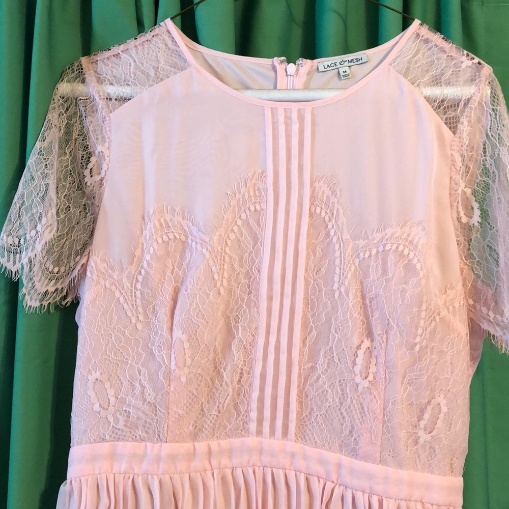 ModCloth Pink lace and pleats dress - Picture 4 of 9